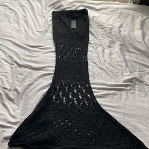 Dolls Kill Black Crochet Maxi Skirt